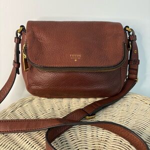 Fossil Brown Leather Preston Crossbody Bag